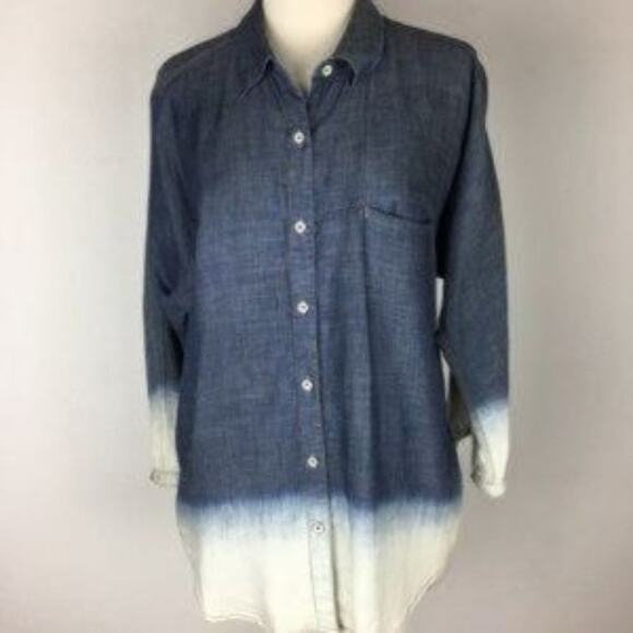 7 for all Mankind Bleached Chambray Shirt Small - Picture 2 of 7